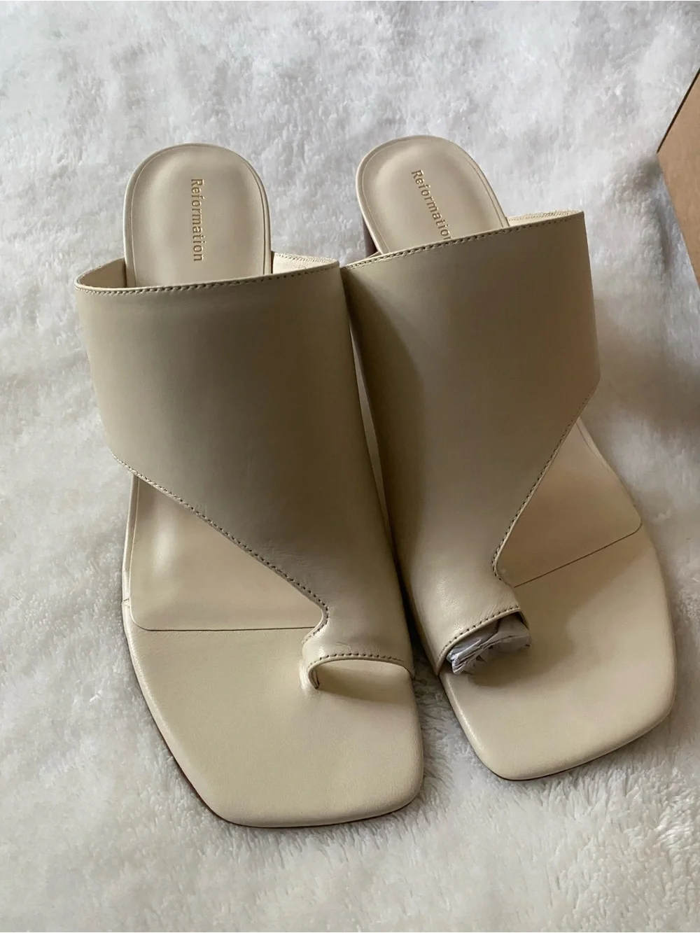 REFORMATION Gibson Heeled Sandal Ivory Leather - Size 10 NIB